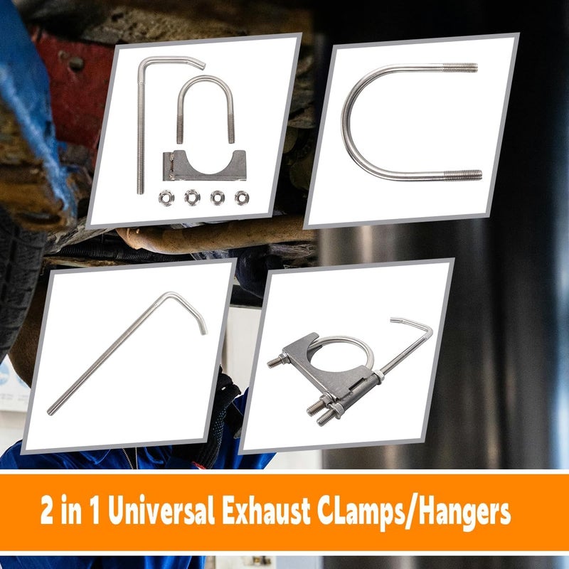 eLifecenter Heavy Duty 3 Inch Stainless Exhaust Clamp with Hanger Rod for Universal 3" Exhaust Pipes - Image 4